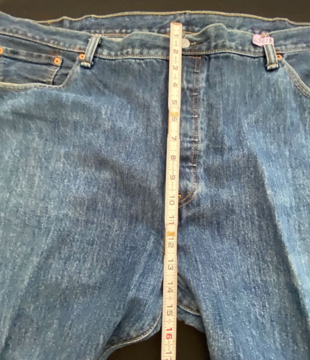 Levis 501 Regular Fit Straight Leg Blue Jeans Mens 46X30 Red Tab 5 Pocket Denim - Picture 9 of 12